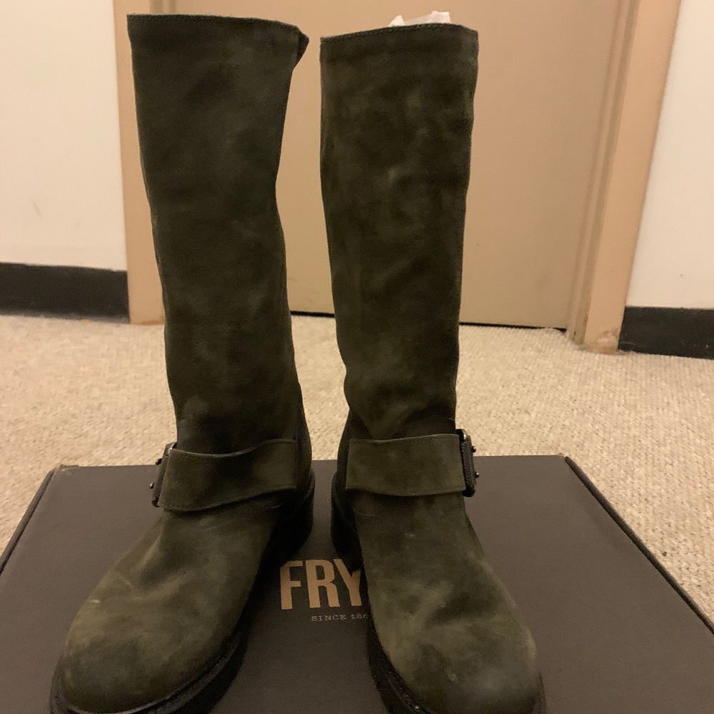 Frye suede moto boots, new in box